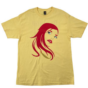 The Hundreds Beautiful Girl T-Shirt Men's Size Large Yellow Redhead Made in USA